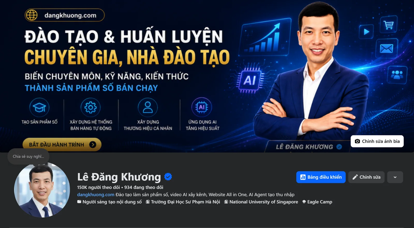 Facebook Lê Đăng Khương — 150.000+ người theo dõi, tích xanh