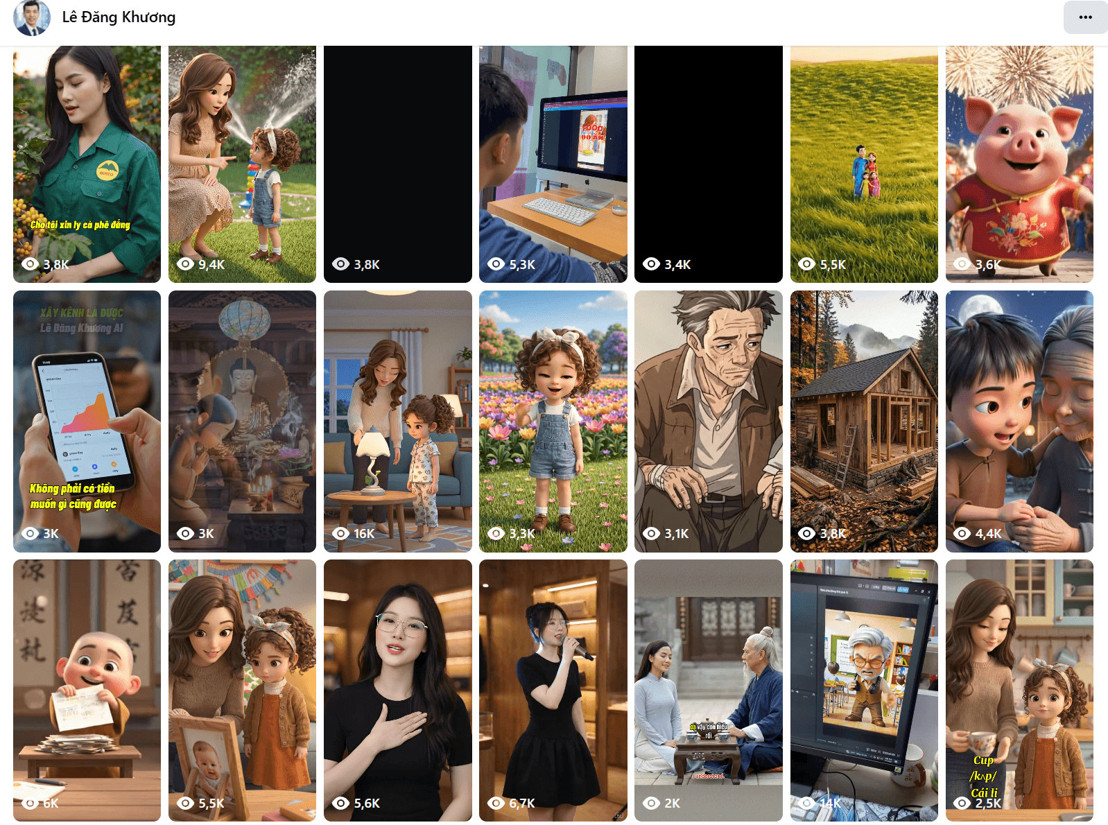 Loạt video AI tôi tự làm — mỗi video hàng nghìn đến chục nghìn view