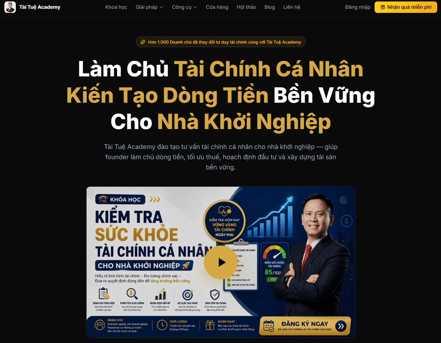 Website học viên — Tài Tuệ Academy (Tư vấn tài chính cá nhân · Founder)