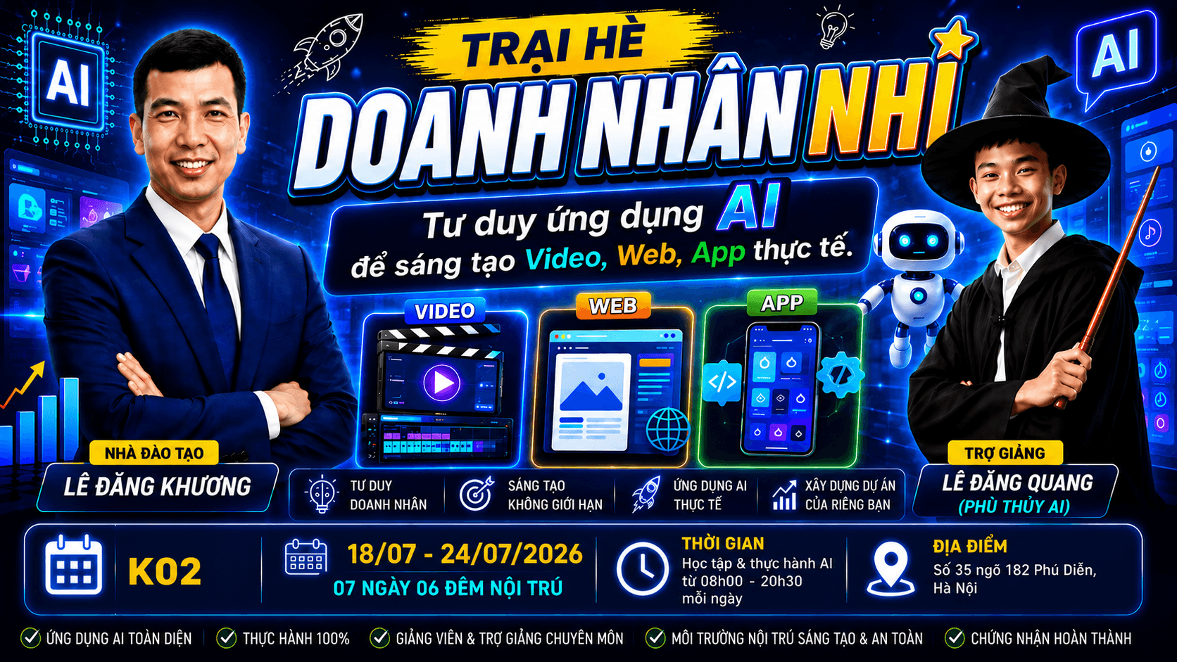 Trại Hè Doanh Nhân Nhí — Thầy Lê Đăng Khương và trợ giảng Lê Đăng Quang